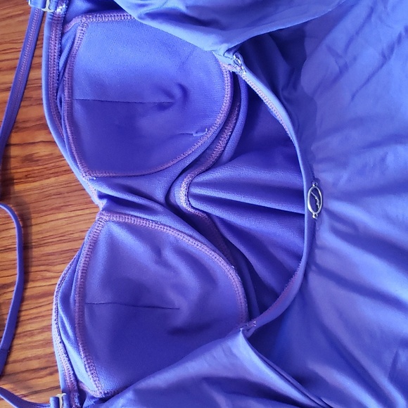 Jantzen Draped Surplice Purple One Piece Swimsuit Aqua Slimming V-Neck Size 10 - Picture 7 of 16